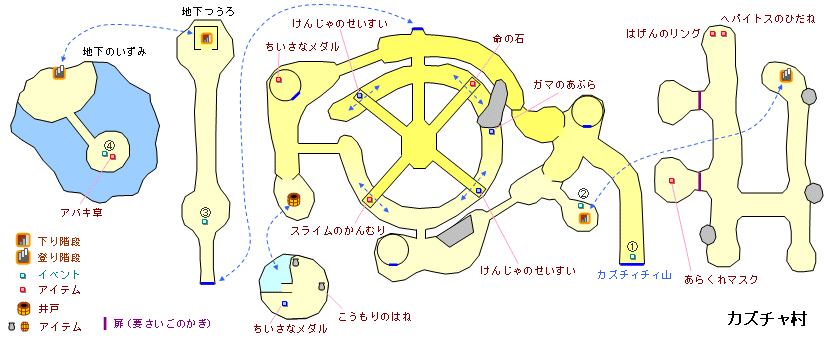 DQ9:カズチャ村の地図